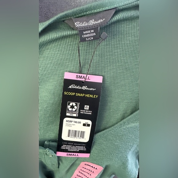 NWT Eddie Bauer Green Henley Top - Size Small - Picture 5 of 8